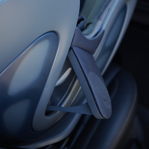 gorgeous midnight blue babyark close up on the BioArk™ side impact wing for crash protection in a collision